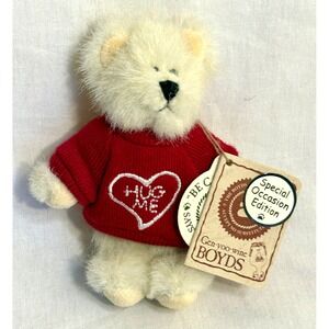 Boyds Bear Will U Hugme Archive Collection Cream Plush Red Sweater Heart 82014